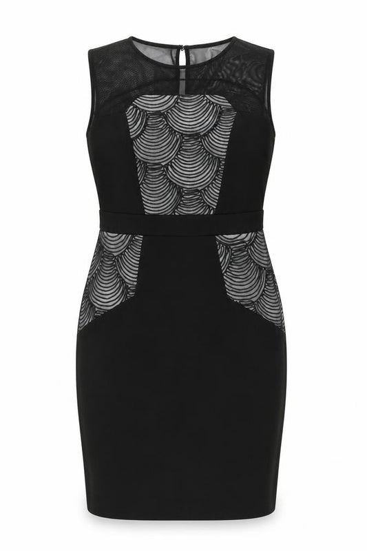 Front view of women’s black a-line, size UK 14
