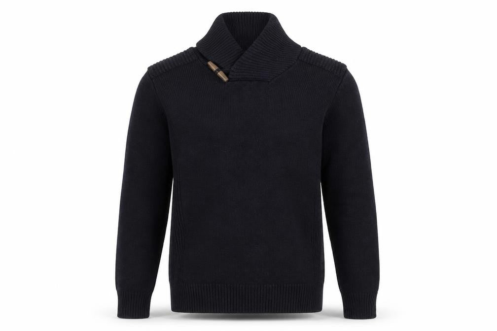 Front view of Twisted Soul men’s blue jumper, size M