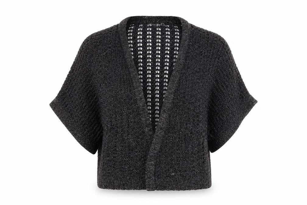 Front view of Mexx women’s black cardigan jumper, size S