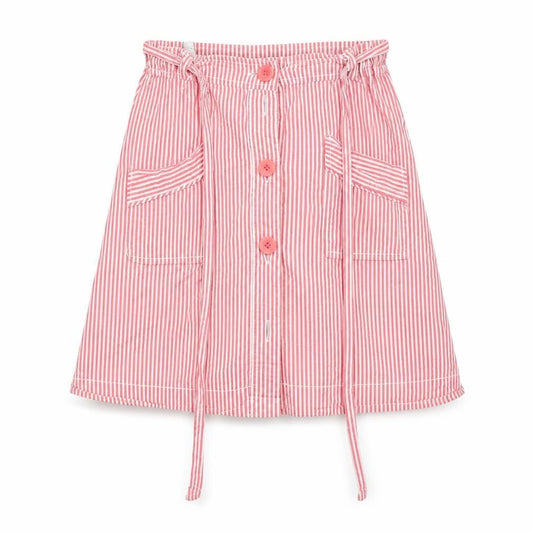 Front view of Country Road women’s pink striped a-line skirt, size UK 10