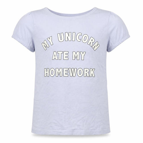Primark Girls Grey   Basic T-Shirt Size 10-11 Years  - My unicorn ate my homework
