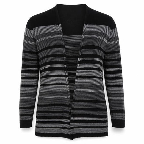 bm Collection Womens Grey Striped  Cardigan Jumper Size M
