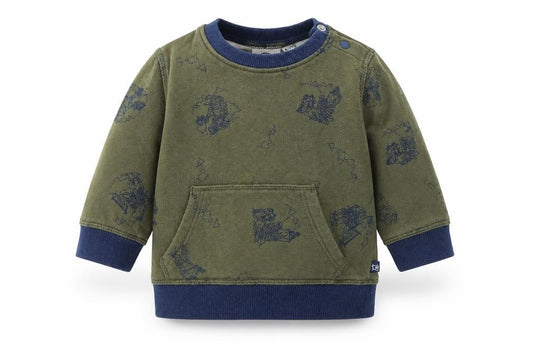 Front view of La Compagnie des Petits Baby Green jumper, size 6-9, Months