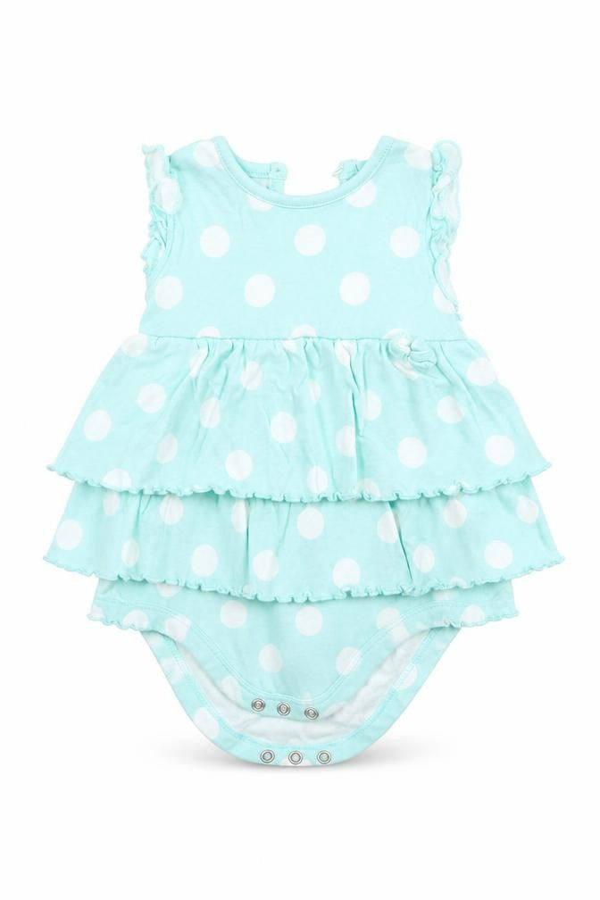 Front view of George girls’ green polka dot basic t-shirt, size 9-12, months