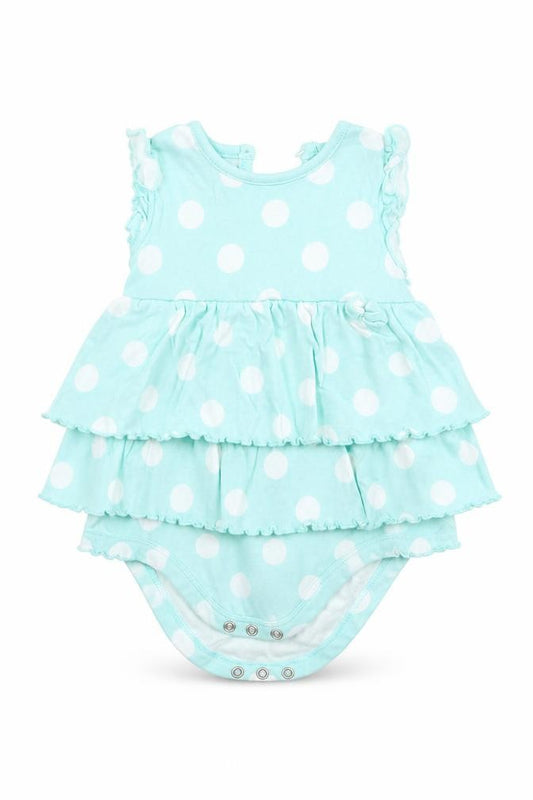 Front view of George girls’ green polka dot basic t-shirt, size 9-12, months