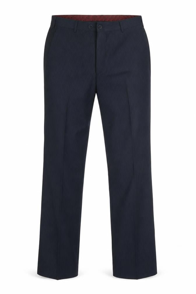 Front view of Skopes men’s blue trousers, size 32, in, 31-inch leg