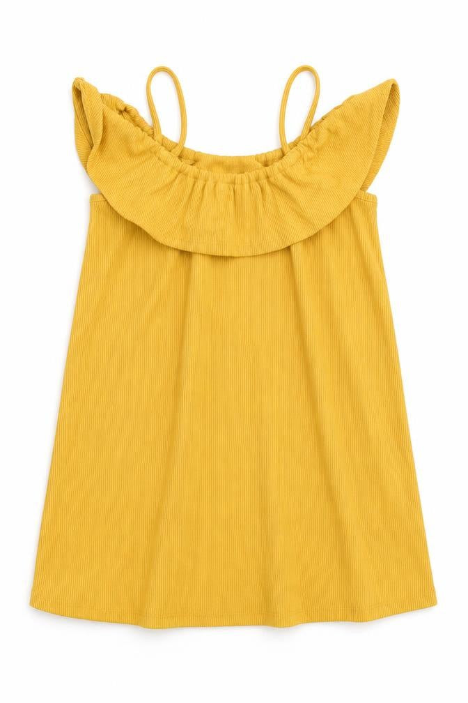 Front view of Matalan girls’ yellow a-line, size 7, years