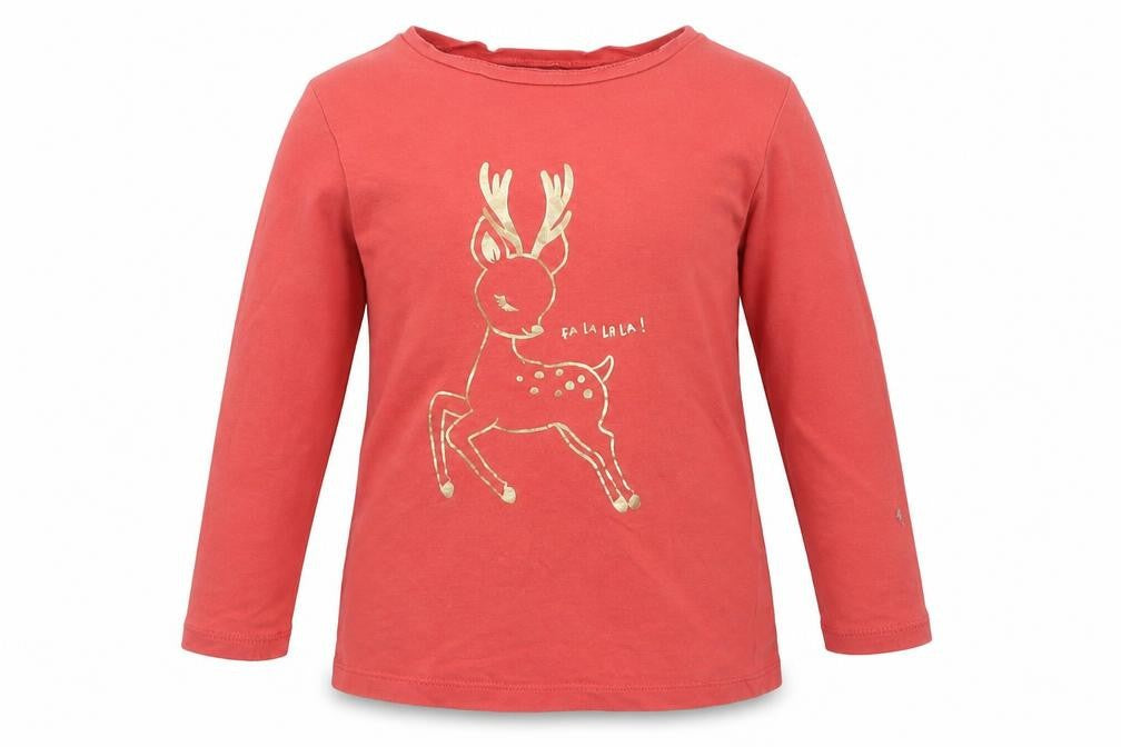 Front view of H&M girls’ orange basic t-shirt, size 2-3, years - christmas