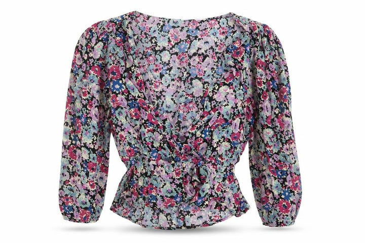 Pull&Bear Womens Pink Floral Cropped T-Shirt Size S