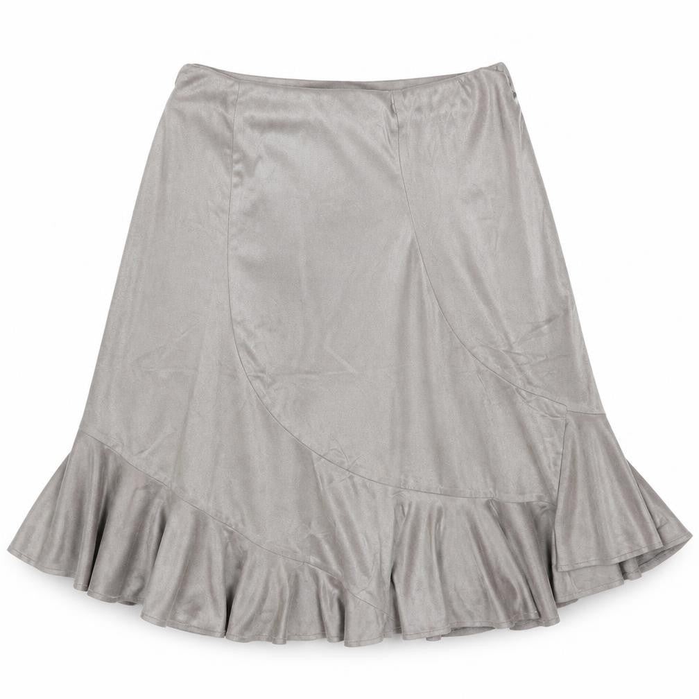 Front view of Damart women’s grey a-line skirt, size UK 22