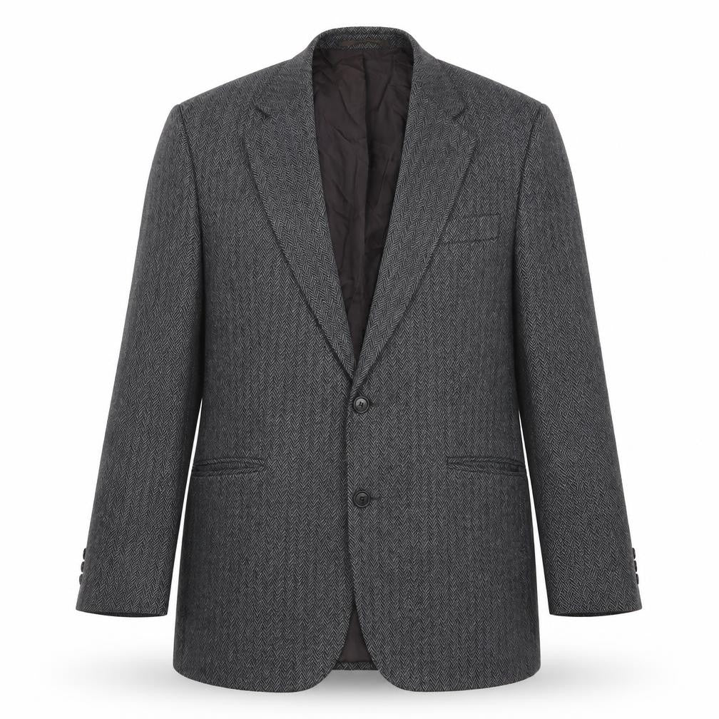 Front view of David Kerr men’s green herringbone jacket suit jacket, size 42