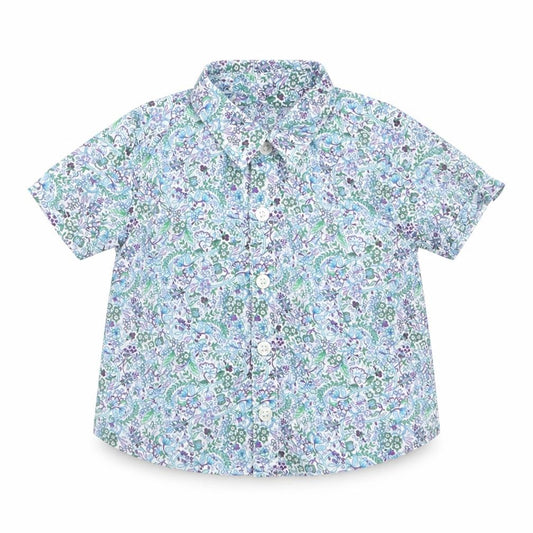 Front view of Next boys’ blue fair isle basic button-up, size 0-3, months