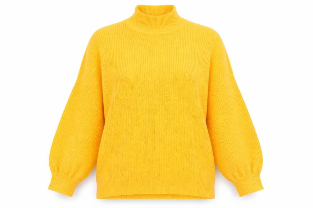Front view of F&F women’s yellow knit jumper, size UK 14