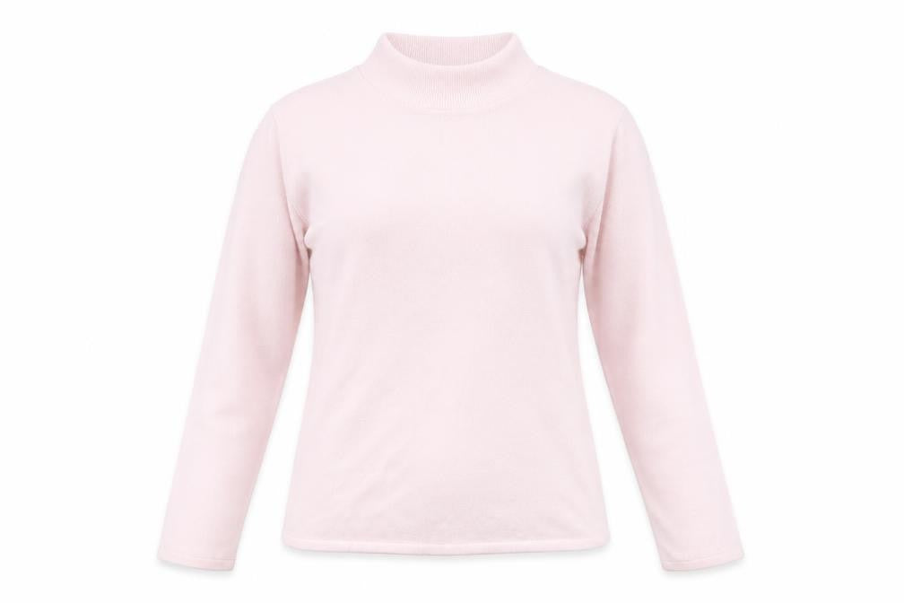 Front view of Bonmarché women’s pink knit jumper, size S