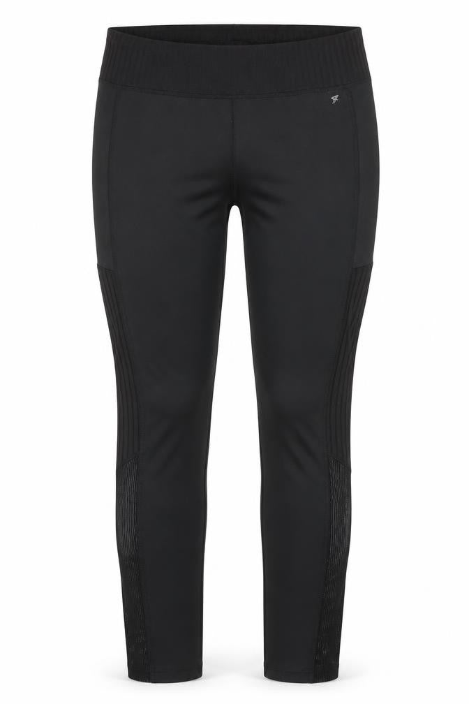 Front view of WorkOut women’s black compression leggings, size S, 23-inch leg