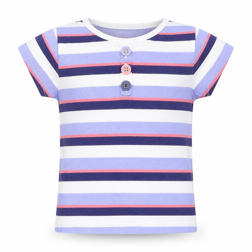 F&F Girls Blue Striped  Basic T-Shirt Size 3-4 Years