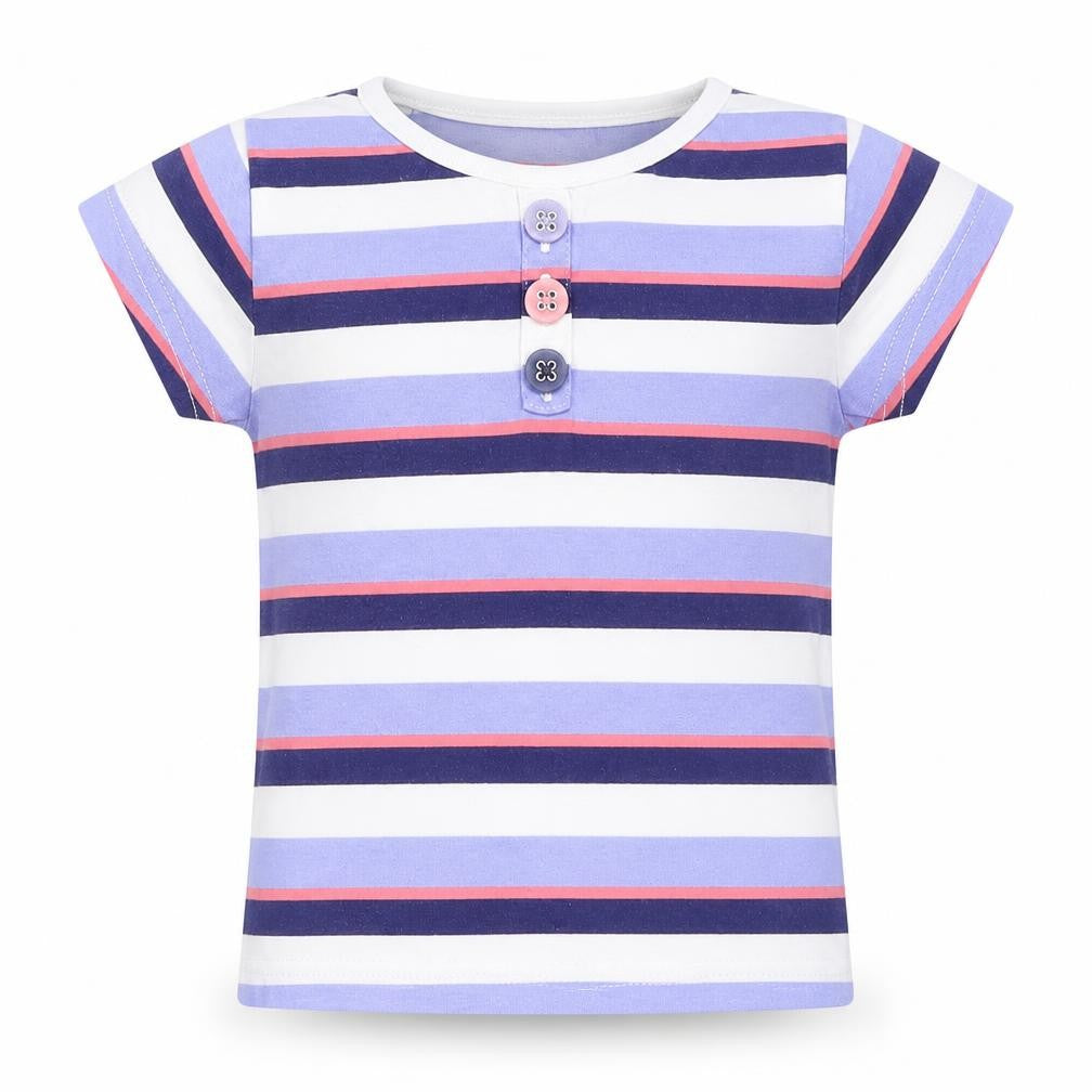F&F Girls Blue Striped  Basic T-Shirt Size 3-4 Years