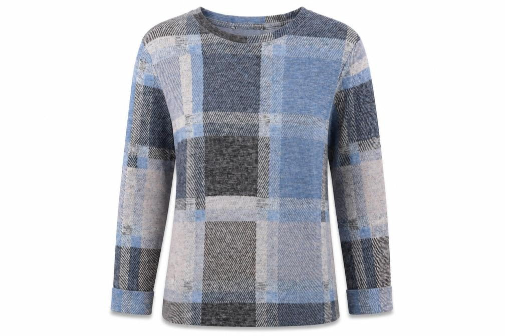 Front view of Marks & Spencer women’s multicoloured check jumper, size UK 10