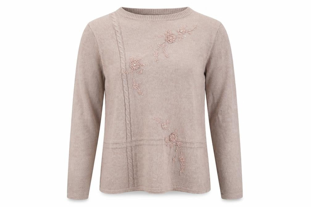 Front view of Fay Louise women’s pink floral jumper, size M