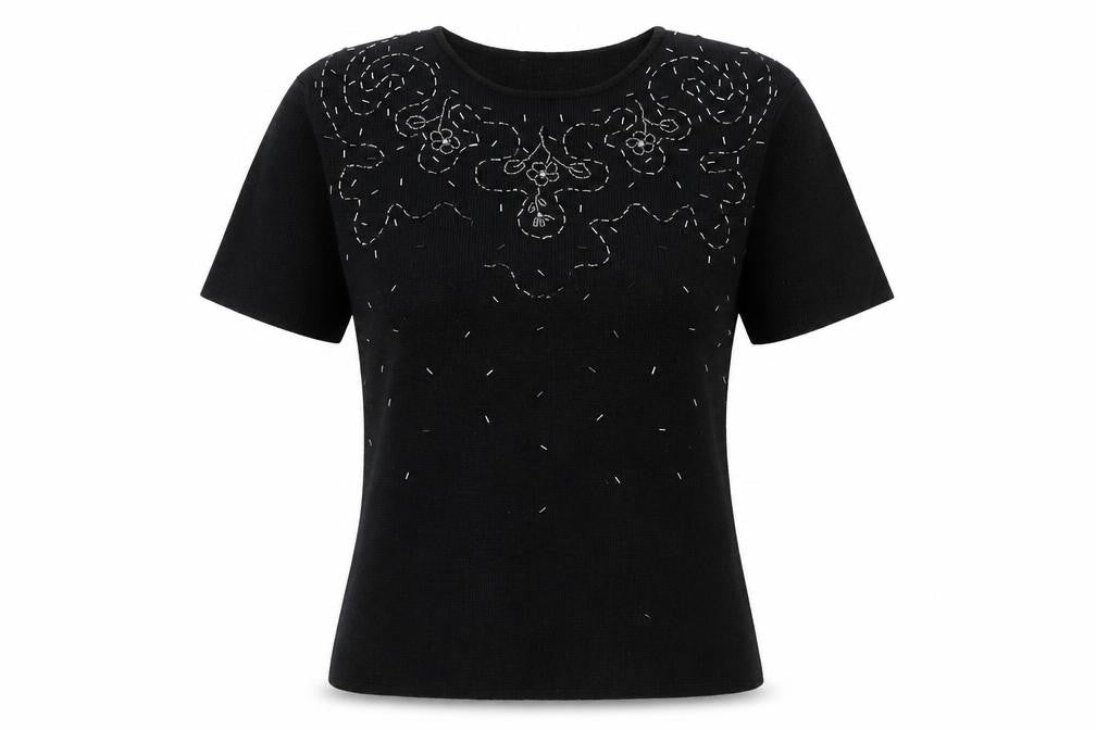 Front view of Berkertex women’s black knit jumper, size UK 10