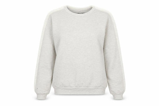 Front view of Boohoo women’s grey pullover sweatshirt, size UK 8