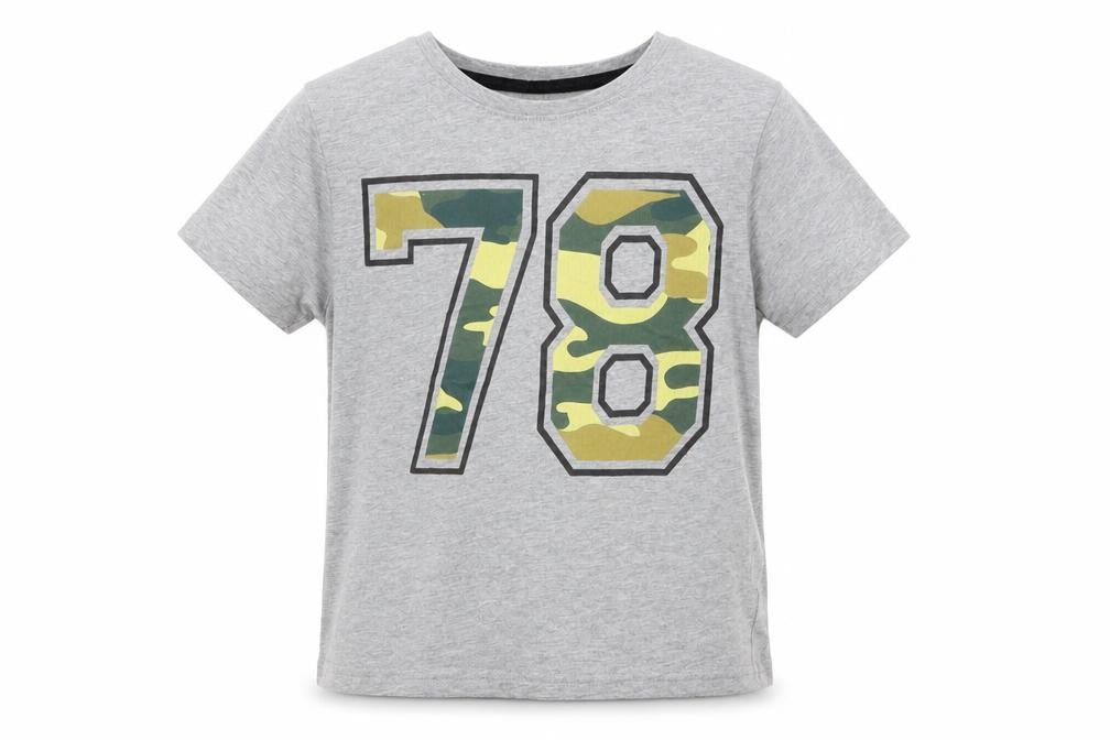 Front view of Primark boys’ grey basic t-shirt, size 7-8, years