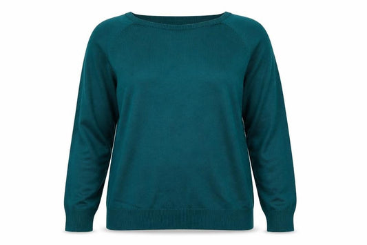 Front view of Wardrobe women’s green jumper, size UK 12