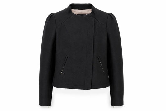 Front view of Coast women’s black colourblock jacket blazer, size UK 10