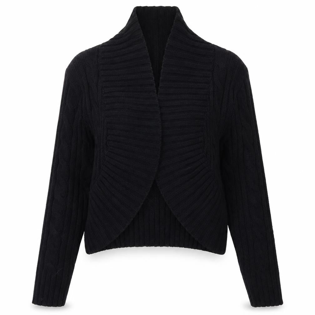 Front view of QED women’s blue cardigan jumper, size L