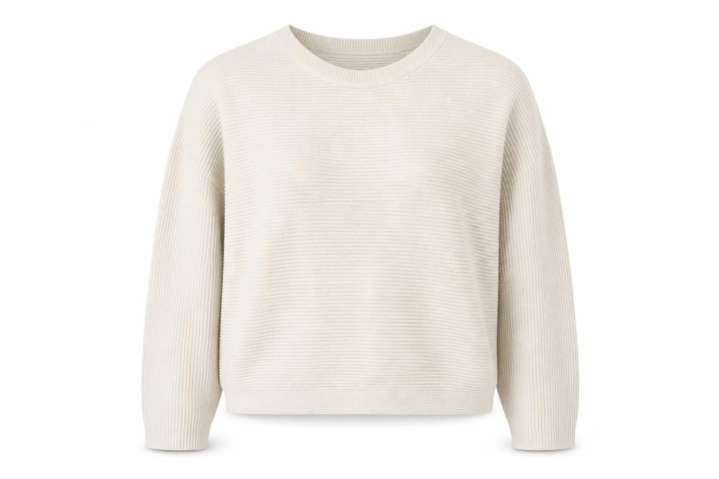 Front view of H&M women’s beige jumper, size L