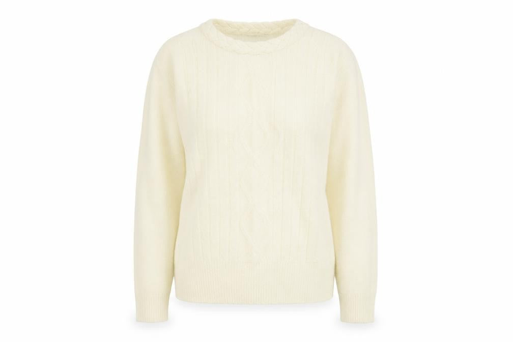 Front view of Ann McCartney women’s ivory jumper, size L