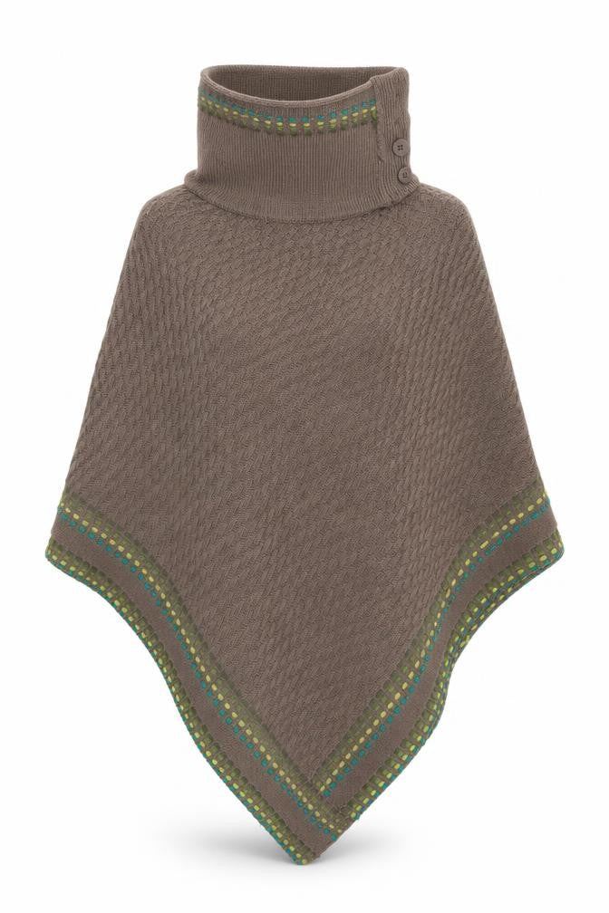 Front view of Kiss women’s brown jacket poncho, size M
