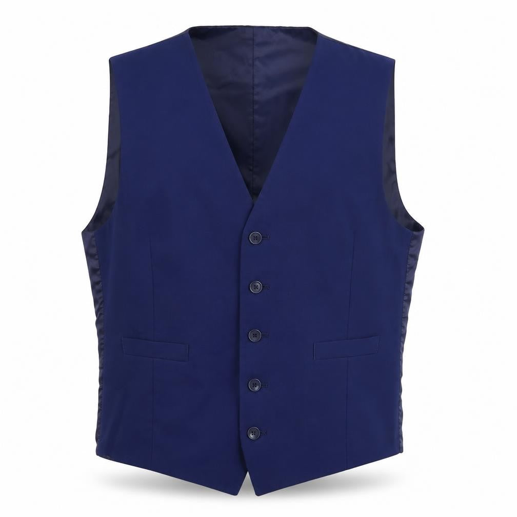 Front view of Marks & Spencer men’s blue jacket suit waistcoat, size M