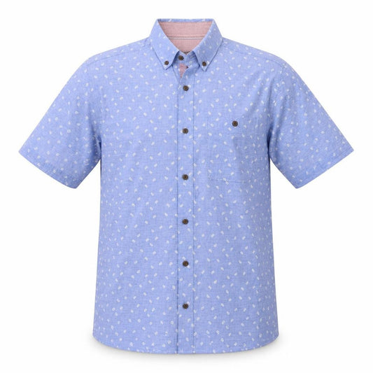 Front view of George men’s blue paisley button-up, size S