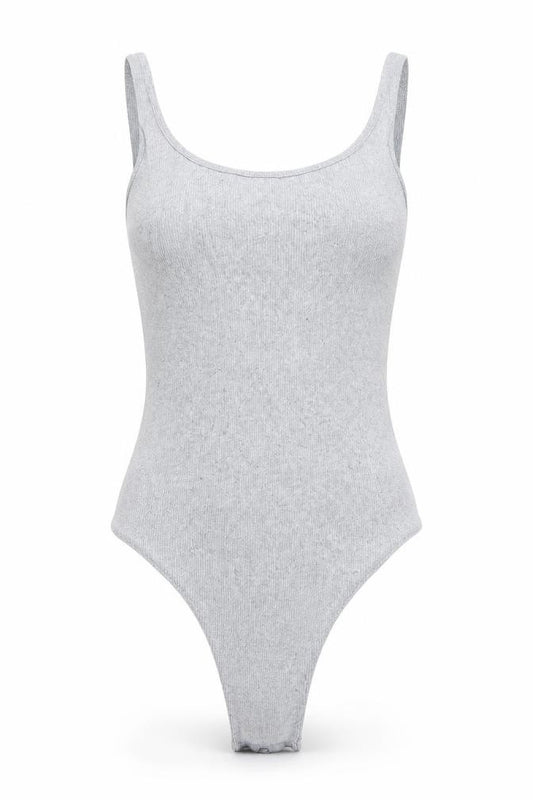 Front view of I SAW IT FIRST women’s grey striped wrap tank, size UK 6