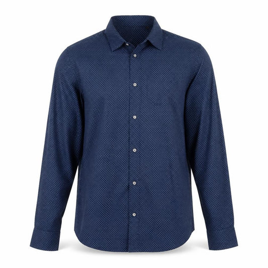Front view of Asso Di Cuori men’s blue button-up, size L