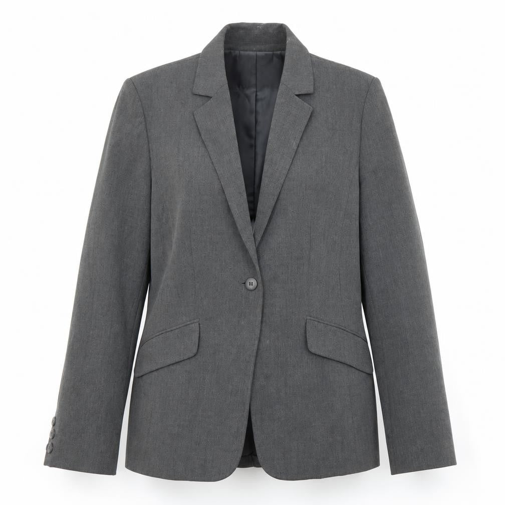 Front view of Debenhams women’s grey jacket blazer, size UK 12