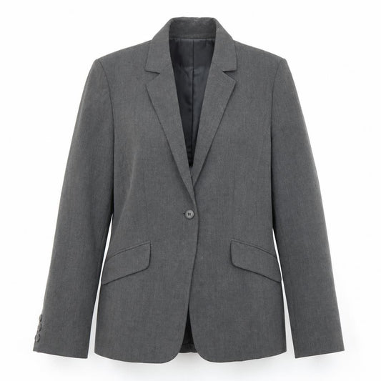 Front view of Debenhams women’s grey jacket blazer, size UK 12