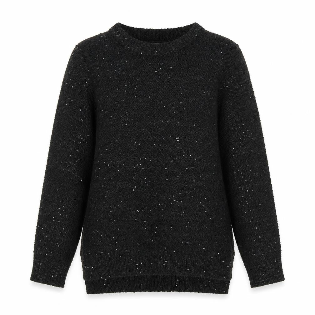 Front view of AKD A WEST women’s black jumper, size UK 14