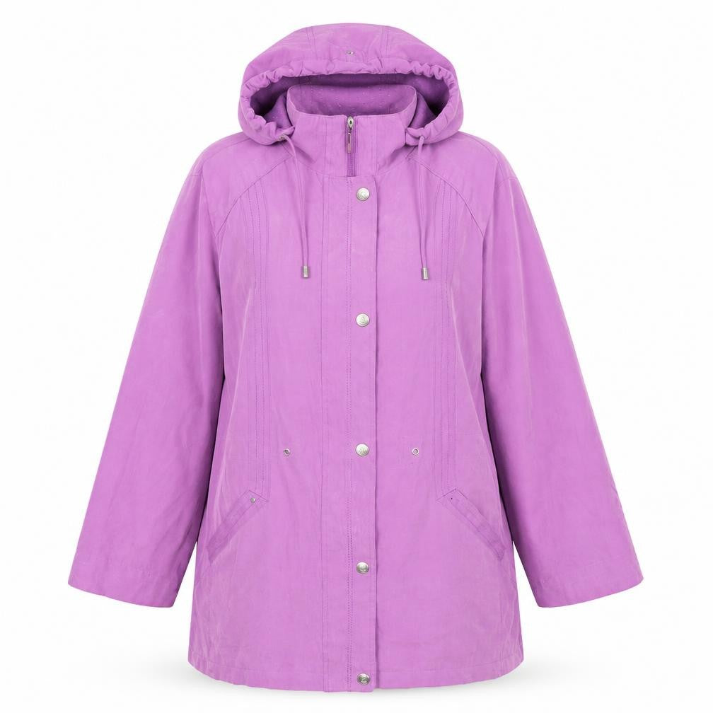 Front view of Bonmarché women’s purple overcoat coat, size L