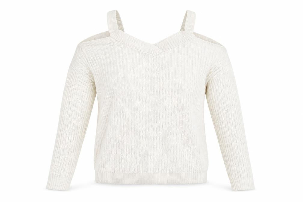 Front view of Vero Moda women’s white pullover sweatshirt, size S