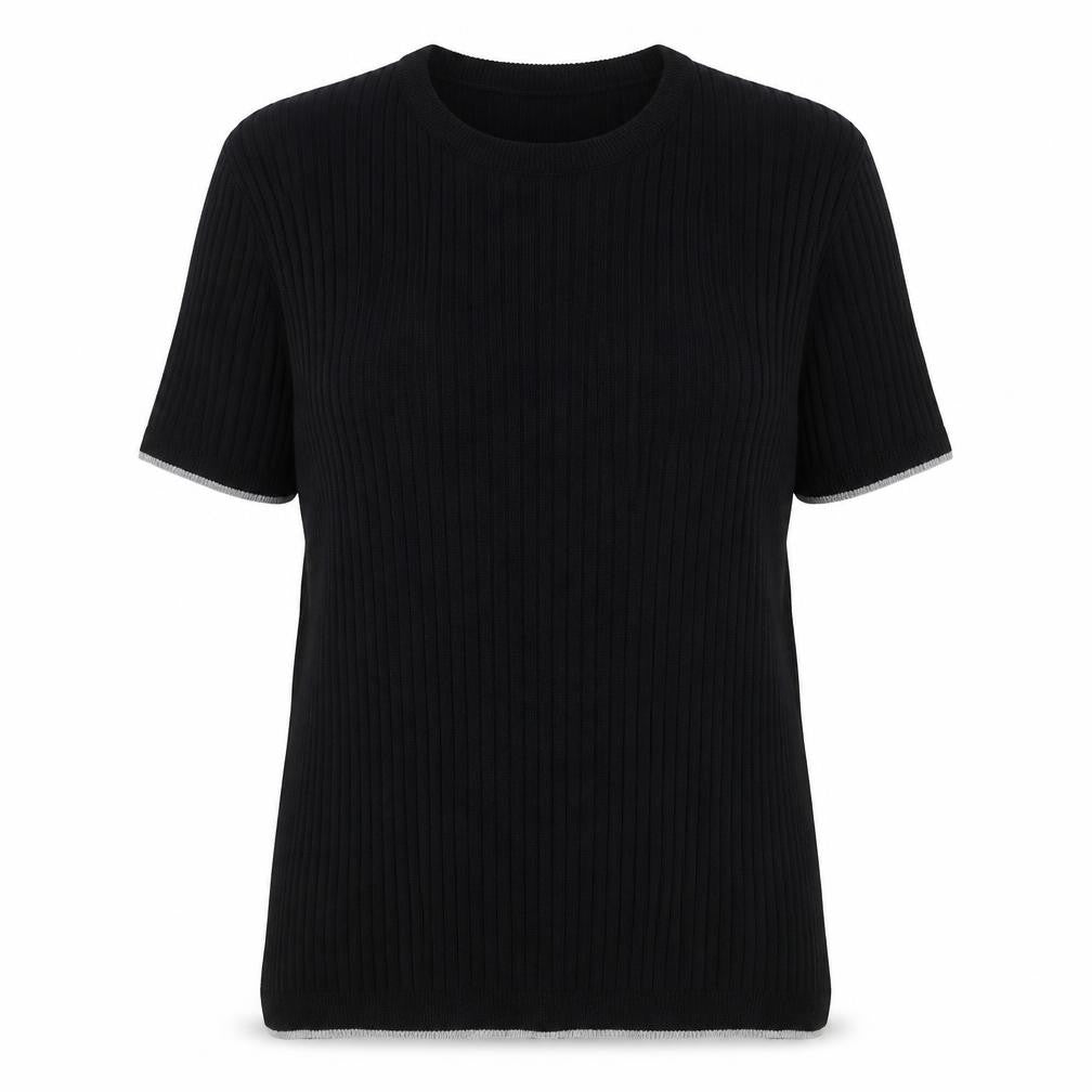 Front view of Maison Cinqcent women’s black pullover sweatshirt, size XL