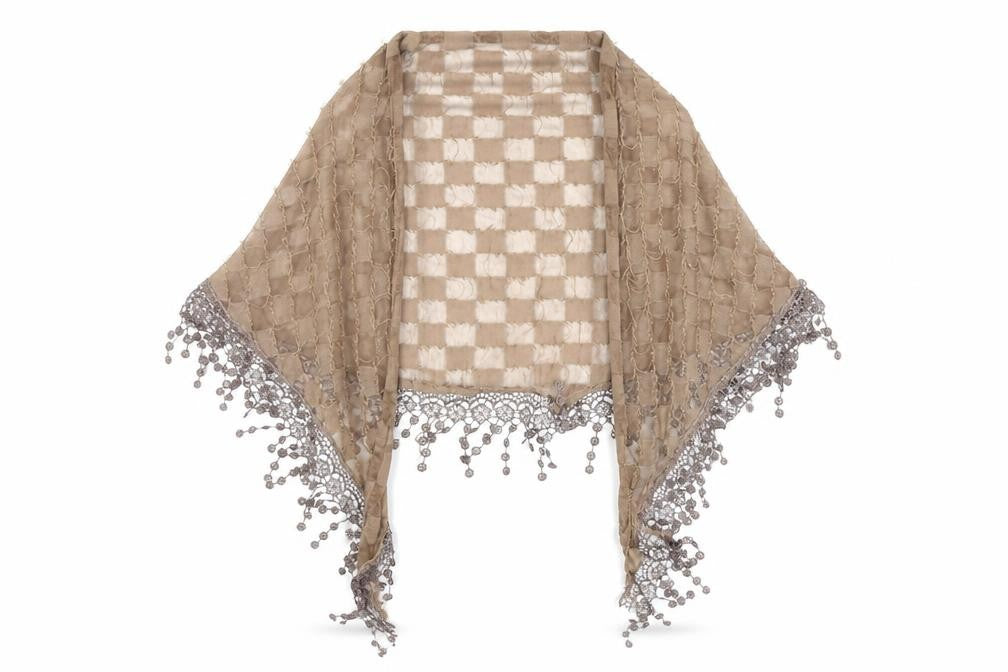 Front view of Preworn women’s brown shawl/wrap
