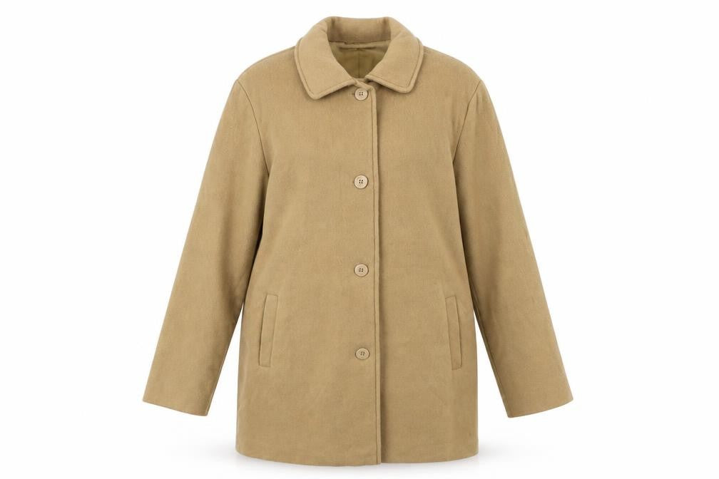 Front view of Neville women’s beige jacket coat, size UK 14