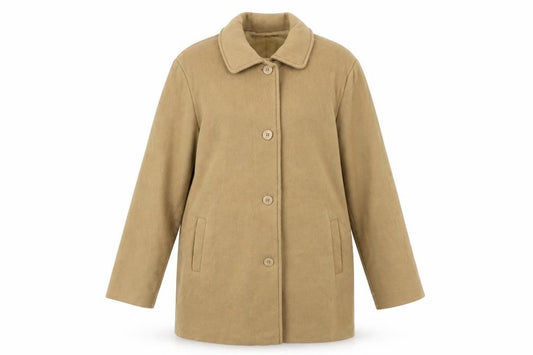 Front view of Neville women’s beige jacket coat, size UK 14