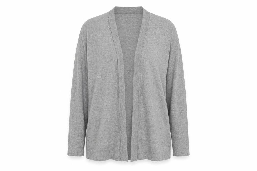 Front view of Next women’s grey cardigan jumper, size UK 12