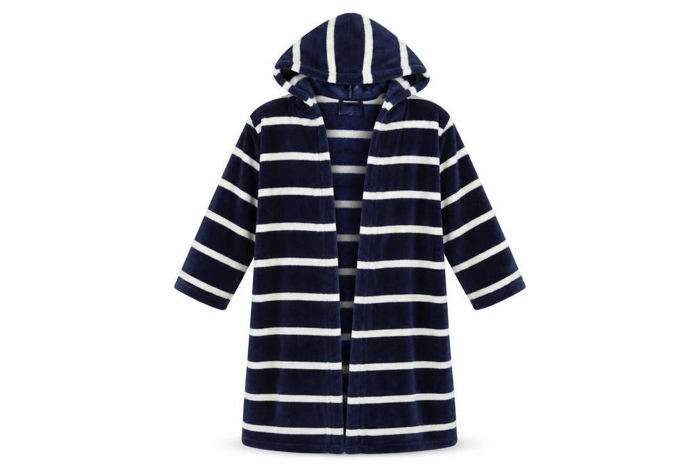 Front view of H&M girls’ blue striped gown, size 6-7, years