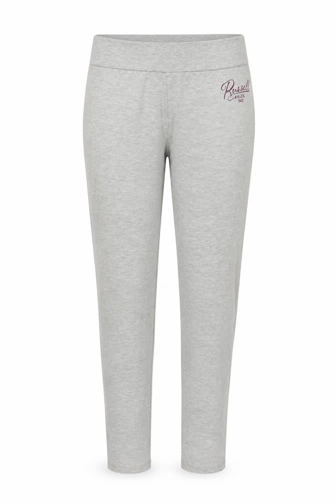 Front view of Russell Athletic women’s grey trousers, size UK 12, 24-inch leg