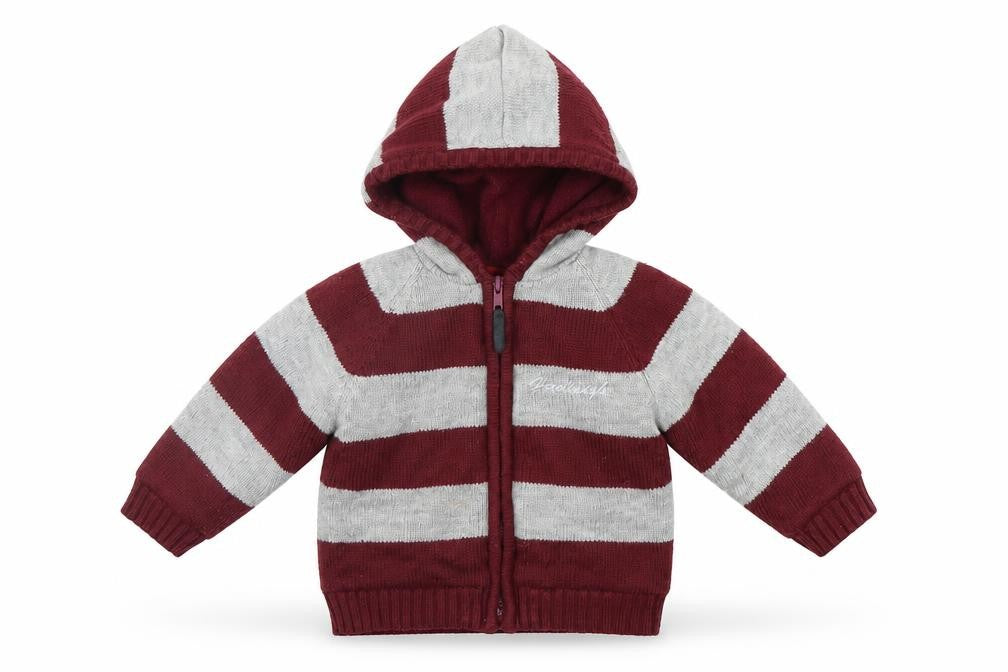 Hadleigh Girls Red Striped  Full Zip Jumper Size 12-18 Months