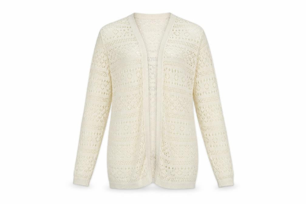 Front view of Peacocks women’s white cape jumper, size UK 10